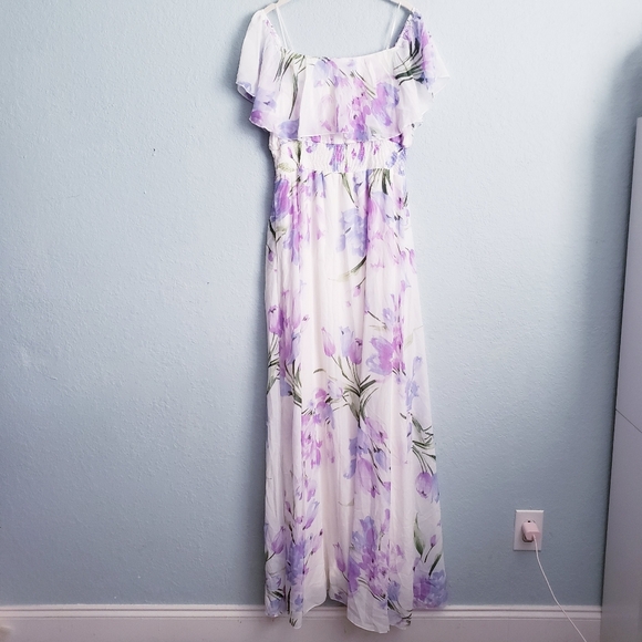 Baltic Born Daphne Ivory & Purple Floral Off Shoulder Maxi Dress - Picture 6 of 6